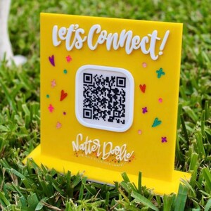 Business Social Media instagram QR Code - Mirror Sign Acrylic Custom Logo Decoration, Office Door Sign Name Wall Sign, social media sign
