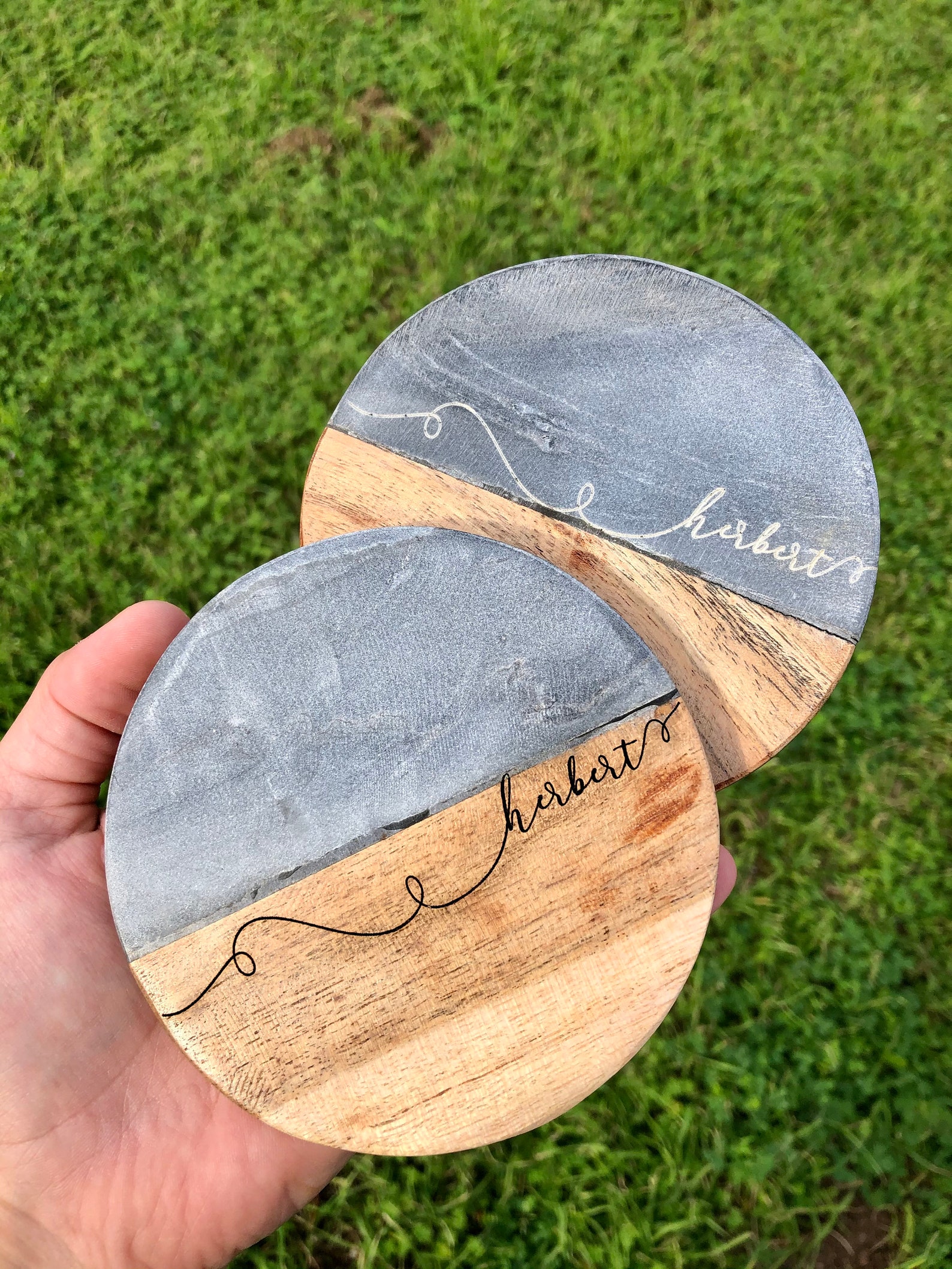 Grey Marble Coasters personalized marble coasters Etsy