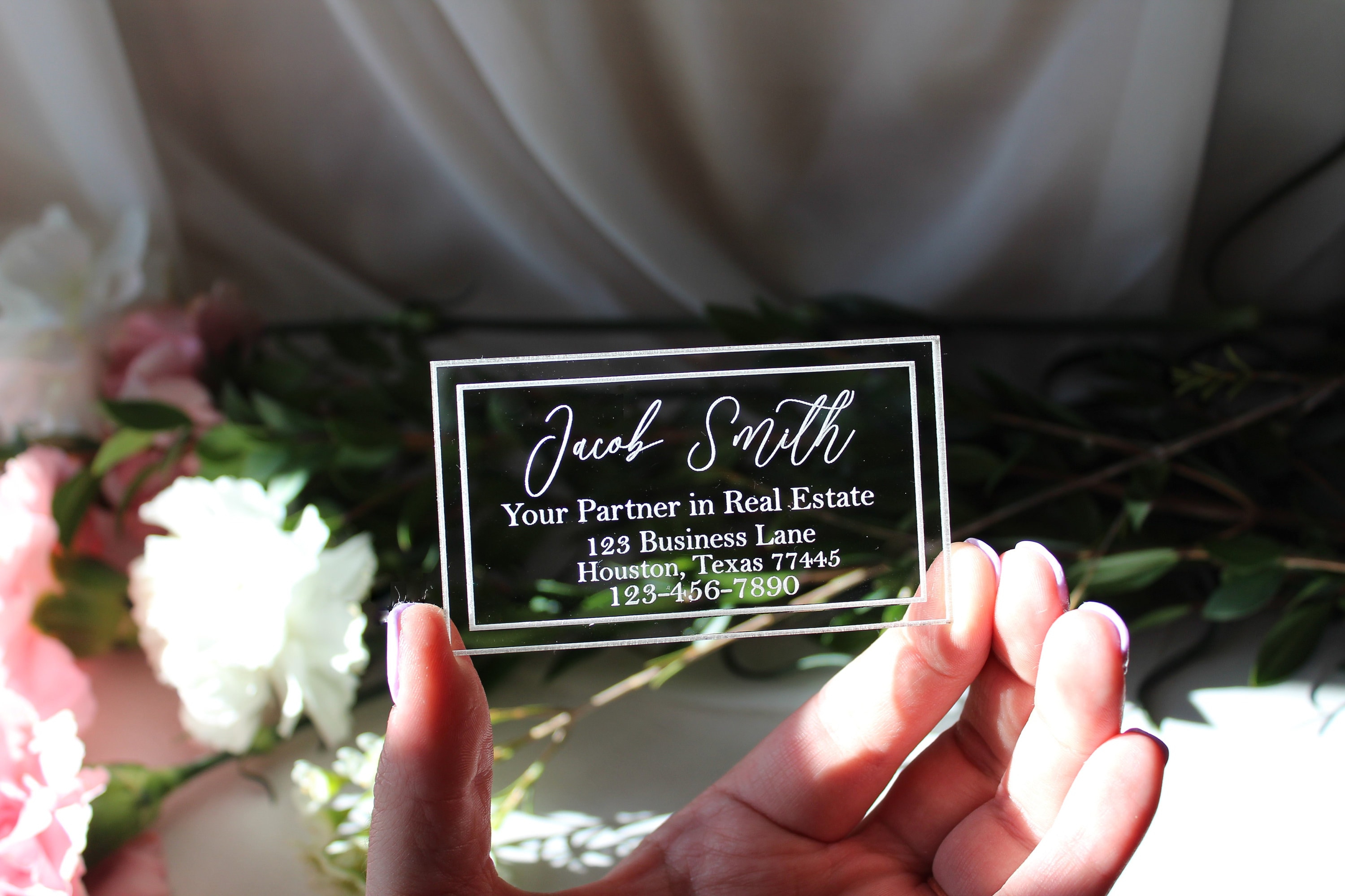 Custom Business Card,  Custom Clear Transparent Laser Engraved Acrylic Business Cards Clear Business Cards
