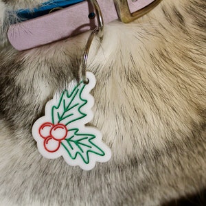 Holly dog tag, Christmas Tag, Snowman Dog Tag, Christmas Tree, Script, Personalized Pet Tag, Winter Cat and Dog ID Tag