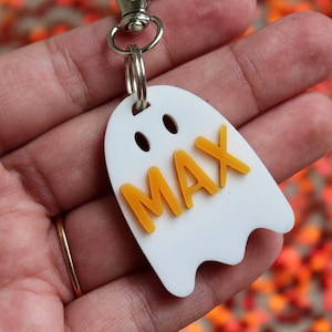 Halloween acrylic dog tag, Personalized Dog Name Tag, Dog ID Name Tag, pumpkin Shape, Custom Pet Tag, metal dog tag, dog tag, ghost dog tag