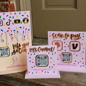 Business Social Media Instagram QR Code - Spiegelschild Acryl Custom Logo Dekoration, Büro Türschild Name Wandschild, Social Media Schild