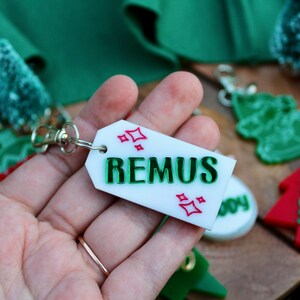 Christmas dog tag, Naughty and Nice Tag, Snowman Dog Tag, Christmas Tree, Script, Personalized Pet Tag, Winter Cat and Dog ID Tag