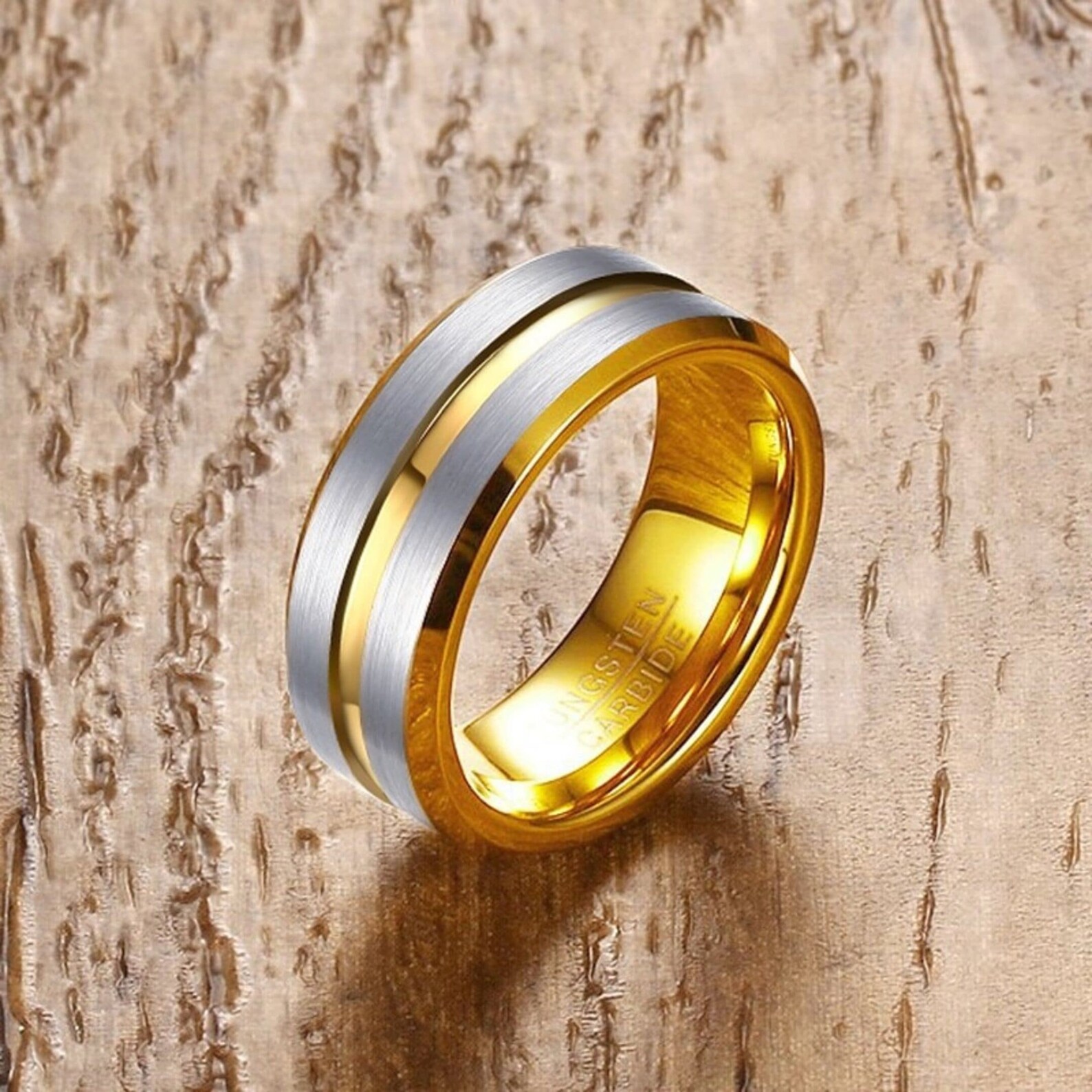 Mens Tungsten Wedding Ring Gray Tungsten Ring 8mm Wedding | Etsy