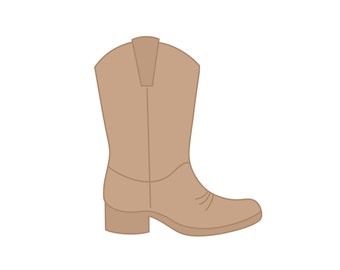 May include: A pair of brown cowboy boots with a pointed toe and a low heel.