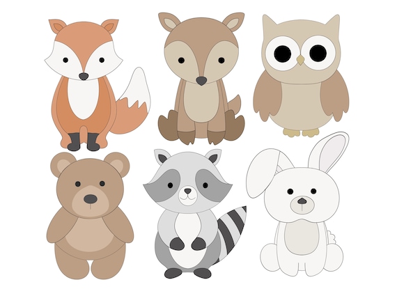 Waldtiere. Wolf, Waschbär Und Fuchs, Bär Und Eule, Hirsch, Eichhörnchen