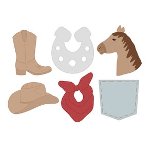 Western Mini Cookie Cutters, Cowboy Boot, Horseshoe, Horse, Cowboy Hat, Bandana, or Jean Pocket Cookie Cutters
