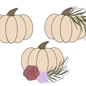 Wide Pumpkin, Wide Pumpkin with leaves, or Wide Pumpkin with florals Cookie Cutter