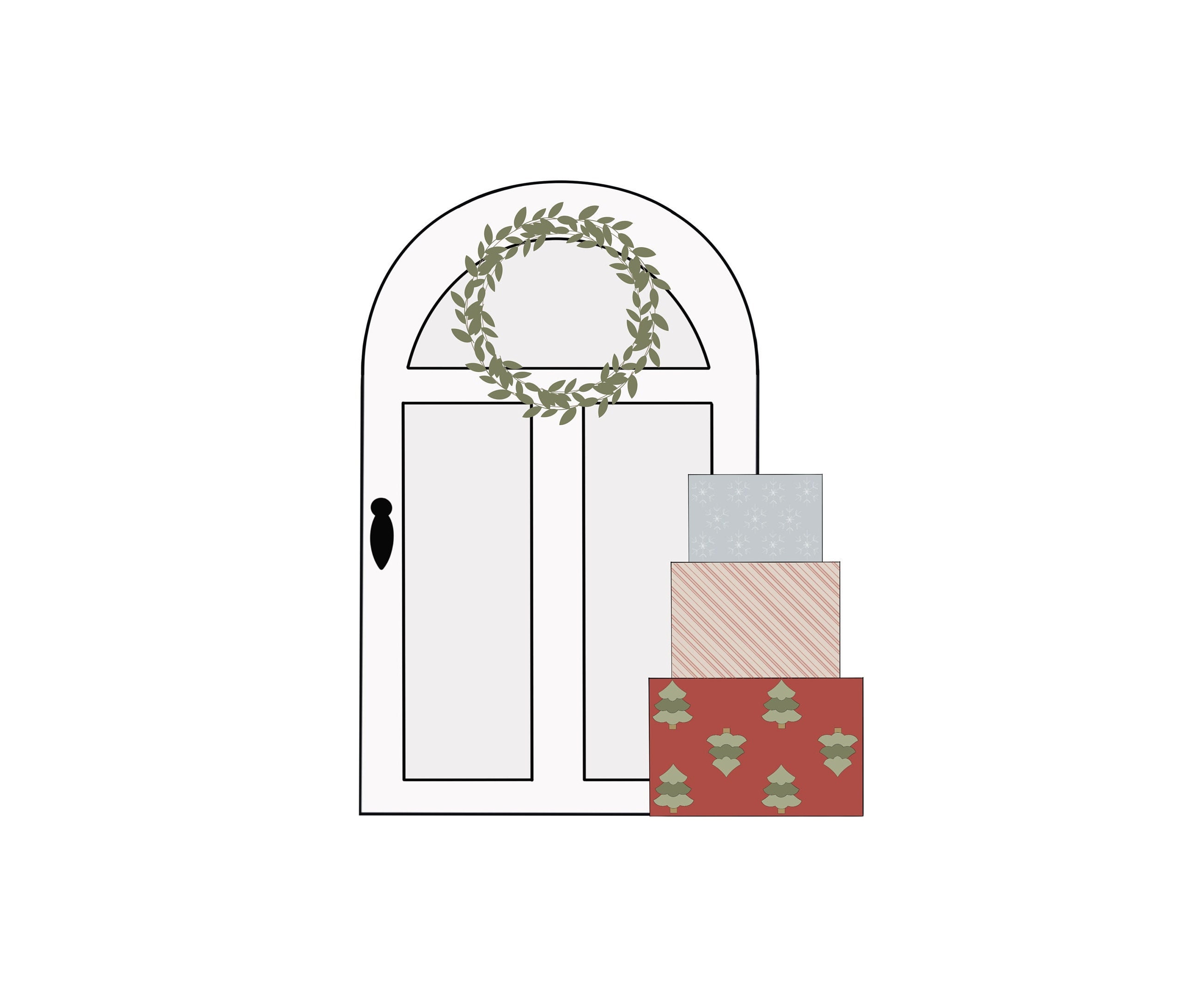 porte avec emporte-pièce pour cadeaux