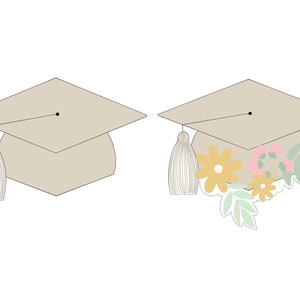 Grad Cap with or without Flowers Cookie Cutter