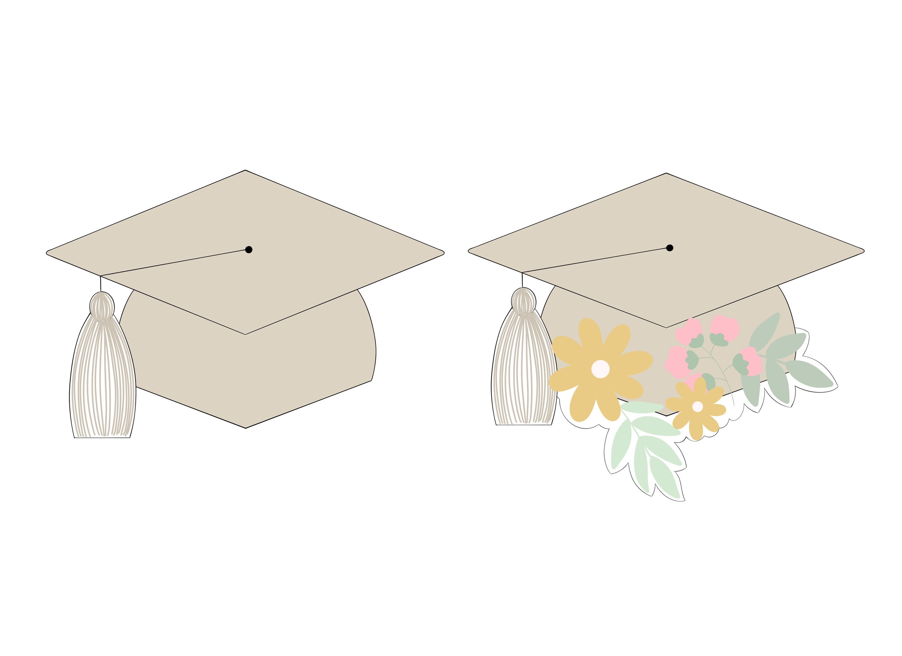 Grad Cap with or without Flowers Cookie Cutter
