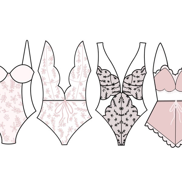 Lingerie Bodysuits 1, 2, 3 or jammies Cookie Cutters