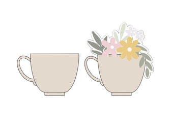 Tea Cup with or without Flowers Cookie Cutter