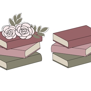 Stack of Books with or without Flowers Cookie Cutter