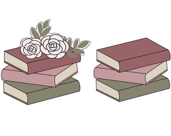 Stack of Books with or without Flowers Cookie Cutter