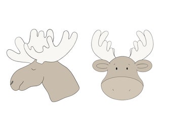 Side Facing Moose Head or Forward Facing Moose Head Cookie Cutter