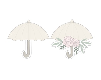 Umbrella with or without florals Cookie Cutter
