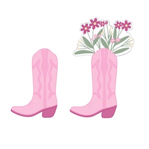 Cowgirl Boot or Cowgirl Boot with Flowers Cookie Cutter