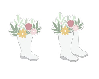 Floral Rain Boots Single or Double Cookie Cutter