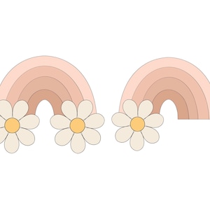 Rainbow with 2 Daisies or Rainbow with 1 Daisy Cookie Cutter