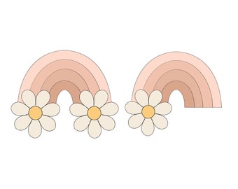 Rainbow with 2 Daisies or Rainbow with 1 Daisy Cookie Cutter