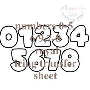 Numbers 1-5, 6 and 9, 7-8 Royal Icing Transfer Sheet Digital Download
