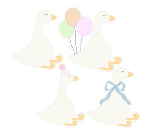 Goose, Goose with Balloons, Goose with Party Hat, or Goose with Bow Cookie Cutters