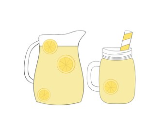 Lemonade Pitcher or Glass with Straw Cookie Cutter