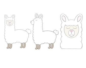Llama Forward Facing, Llama Side Facing, or Llama Face Cookie Cutter