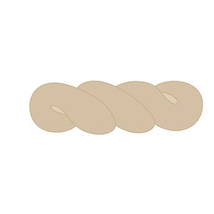 May include: A light brown braided loaf of bread, twisted into a knot shape.