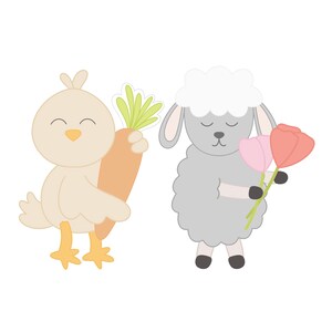 Chicken Holding a Carrot or Sheep Holding Flowers Cookie Cutters