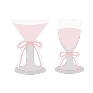 Martini Glass with Bow or Champagne Glass with Bow Cookie Cutters