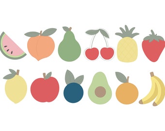Fruit Cookie Cutters, Watermelon, Peach, Pear, Cherry, Pineapple, Strawberry, Lemon, Apple, Blueberry, Avocado, Orange, Banana Cutters