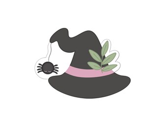 Tagliabiscotti a forma di cappello da strega con ragno e verde