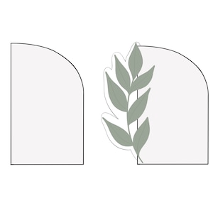 Może przedstawiać: Dwa białe, zaokrąglone prostokątne ramki z czarnymi obramowaniami. Ramka po prawej stronie ma wzór zielonej gałęzi z liśćmi.