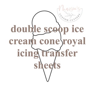 Double Scoop Ice Cream Cone Royal Icing Transfer Sheets Digital Download