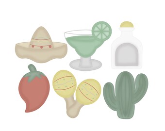 Fiesta Theme, Tequila, Maracas, Sombrero, Pepper, Margarita Cookie Cutters