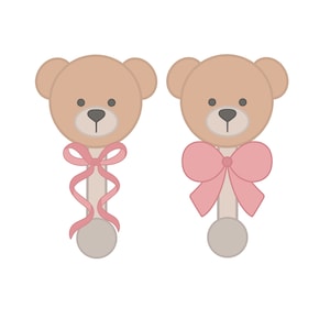 Teddy Bear Rattle with Bow 1 or 2 Cookie Cutters