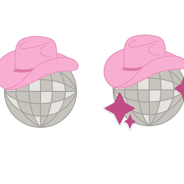 Disco Ball with Cowgirl Hat with or without Stars Cookie Cutter