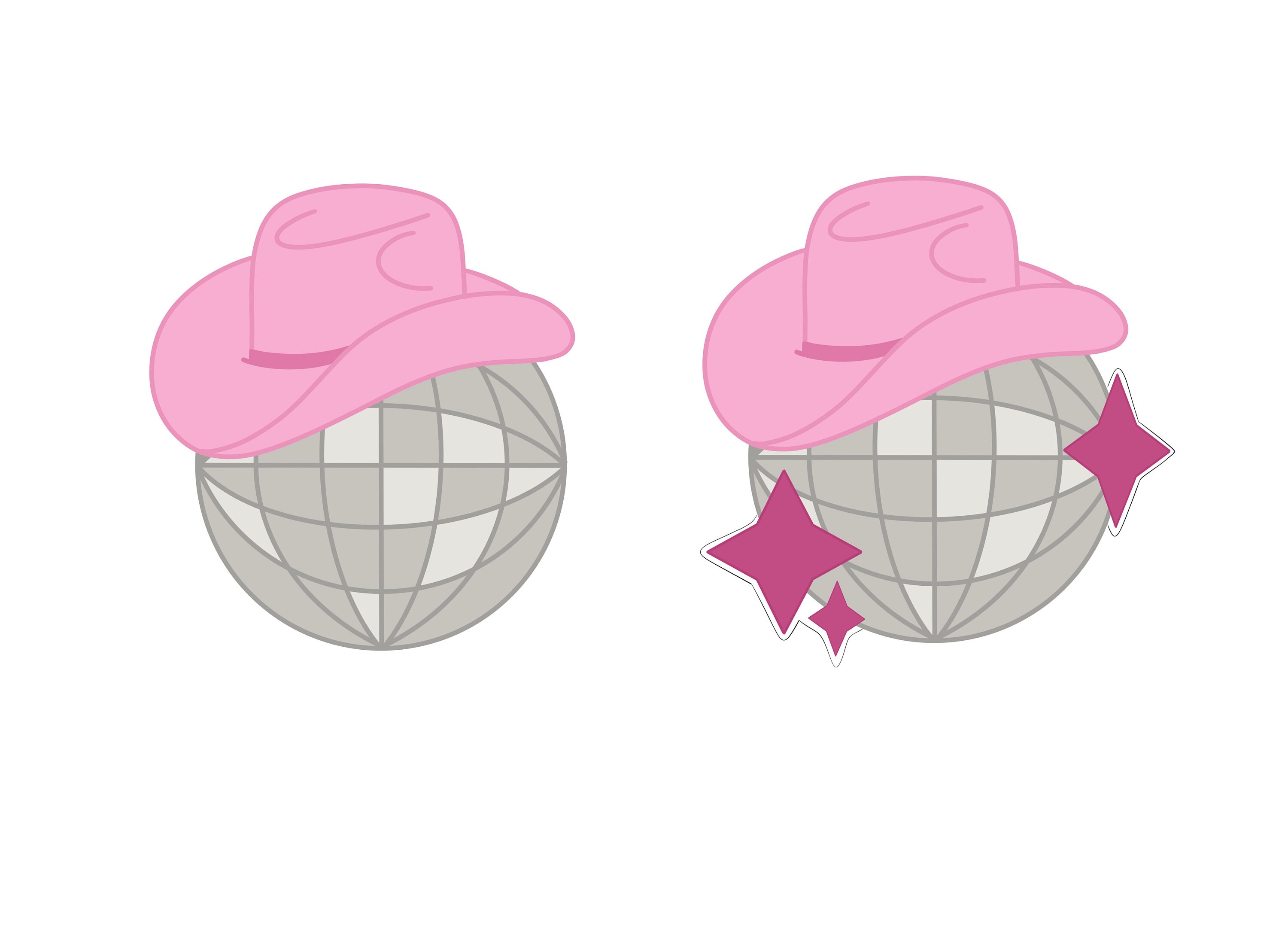 Disco Ball with Cowgirl Hat with or without Stars Cookie Cutter