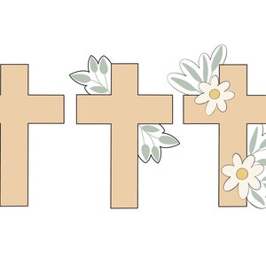 Cross, Cross with Greenery, or Cross with Florals and Greenery Cookie Cutter