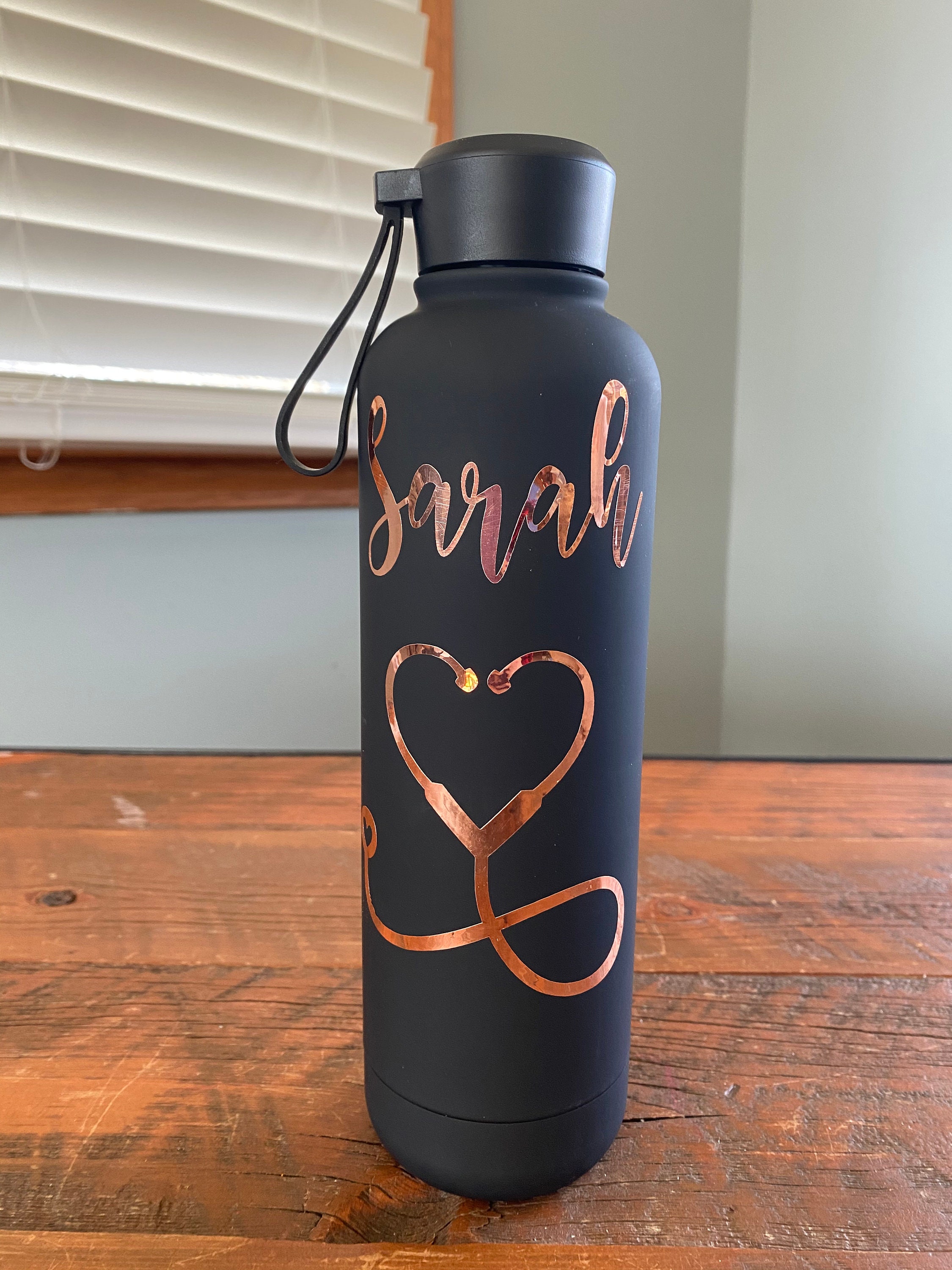 Custom Engraved Heartbeat RN Design with Personalized Name on Insulated  Stainless Steel Water Bottle 25oz, Registered Nurse Gifts