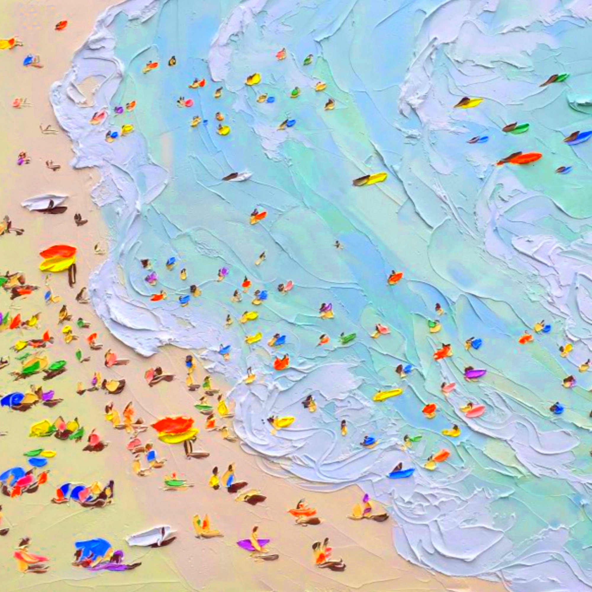 3D Sea beach landscape Abstract Oil Painting on Canvas Family | Etsy