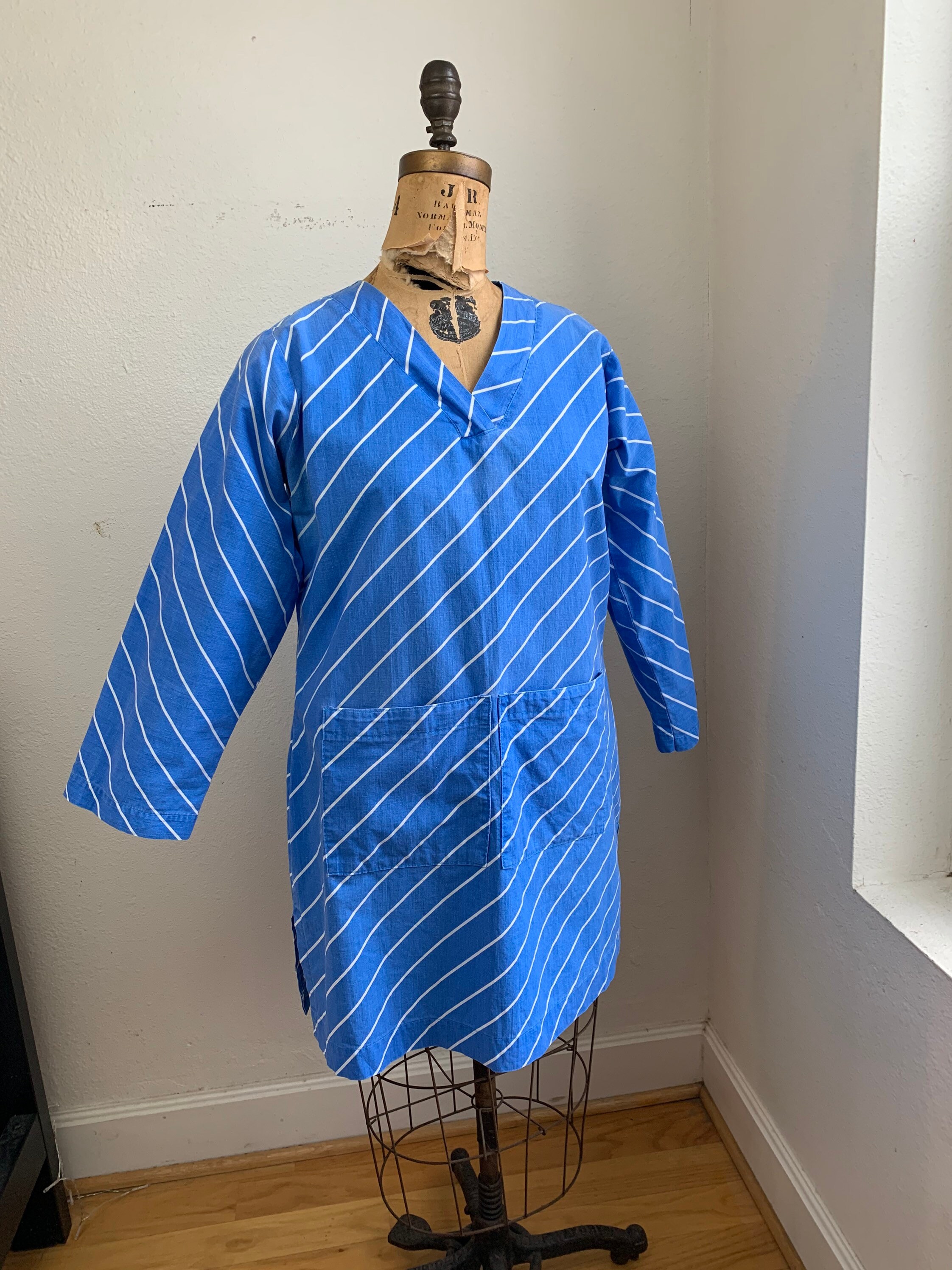 Robe en coton vintage des ann?�es 60 Ray?�e bleue et blanche. - Etsy France