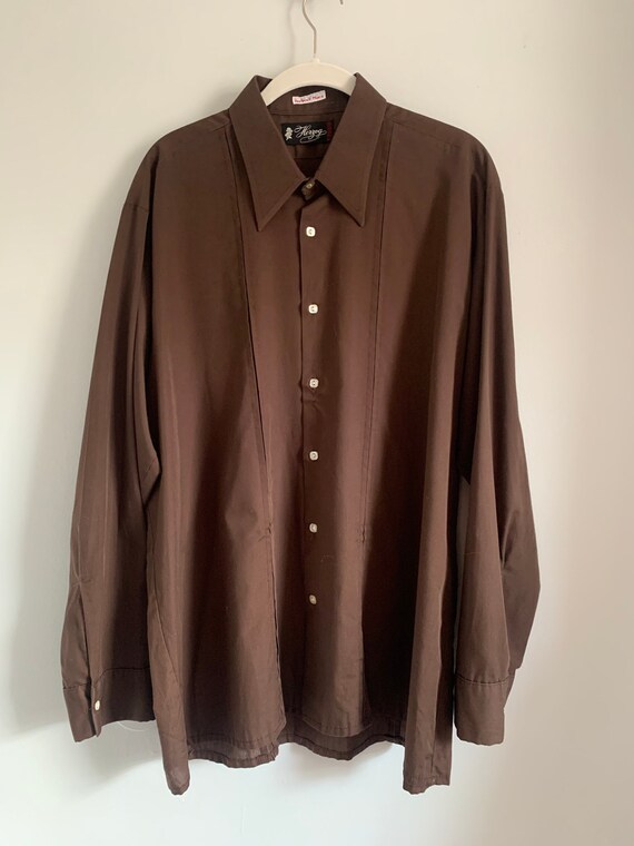 Men’s 1960s Button down Shirt. True Vintage. Choc… - image 5