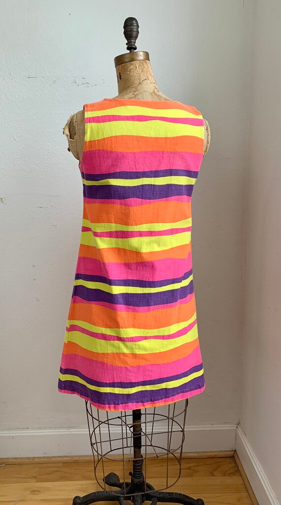 Vintage Mod 60s Psychedelic Dress. Yellow, Pink, … - image 5