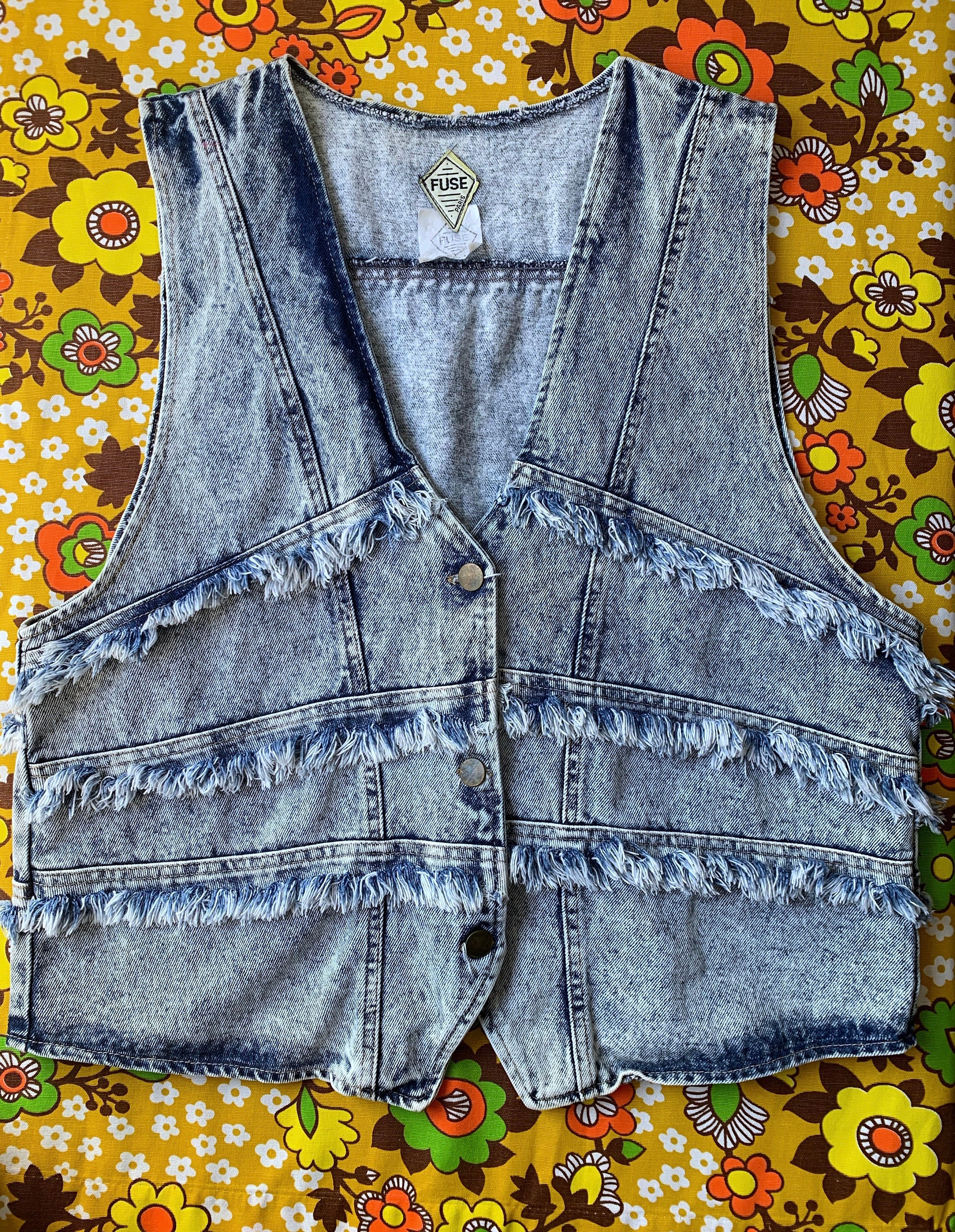 Vintage Oversized Denim Vest - Etsy
