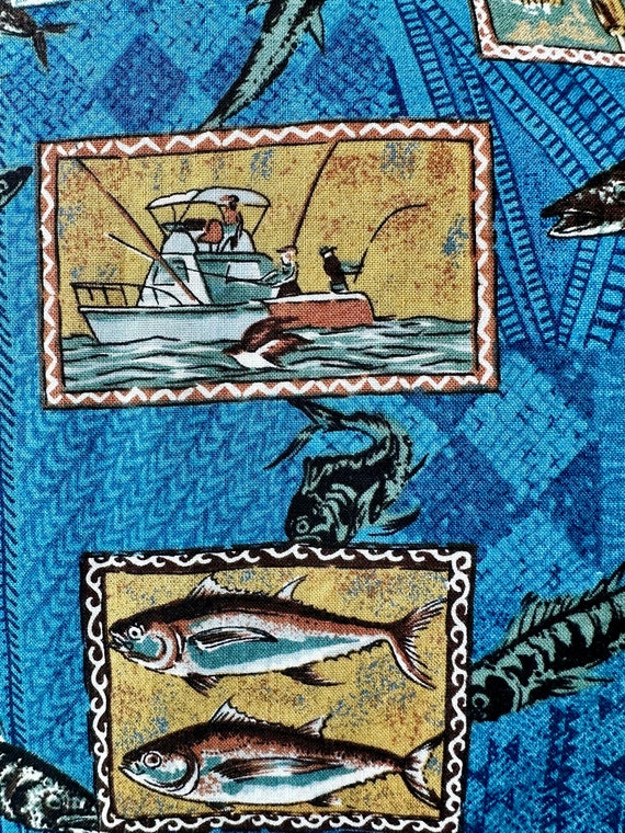 Vintage Fisherman Novelty Print Vest. Huge Pocket… - image 5