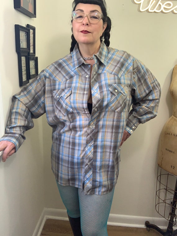 Chemise western Wrangler pour homme à manches courtes et à carreaux