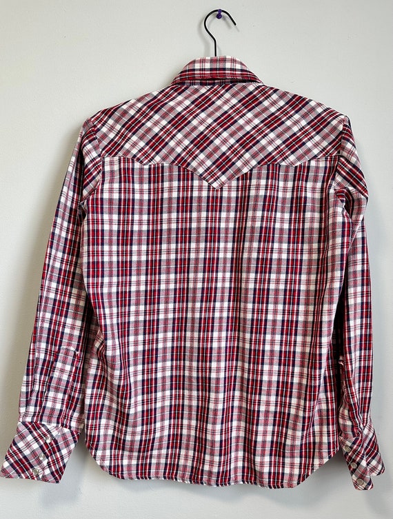 Vintage 70s Mens Western Snap Shirt. Red, White &… - image 6